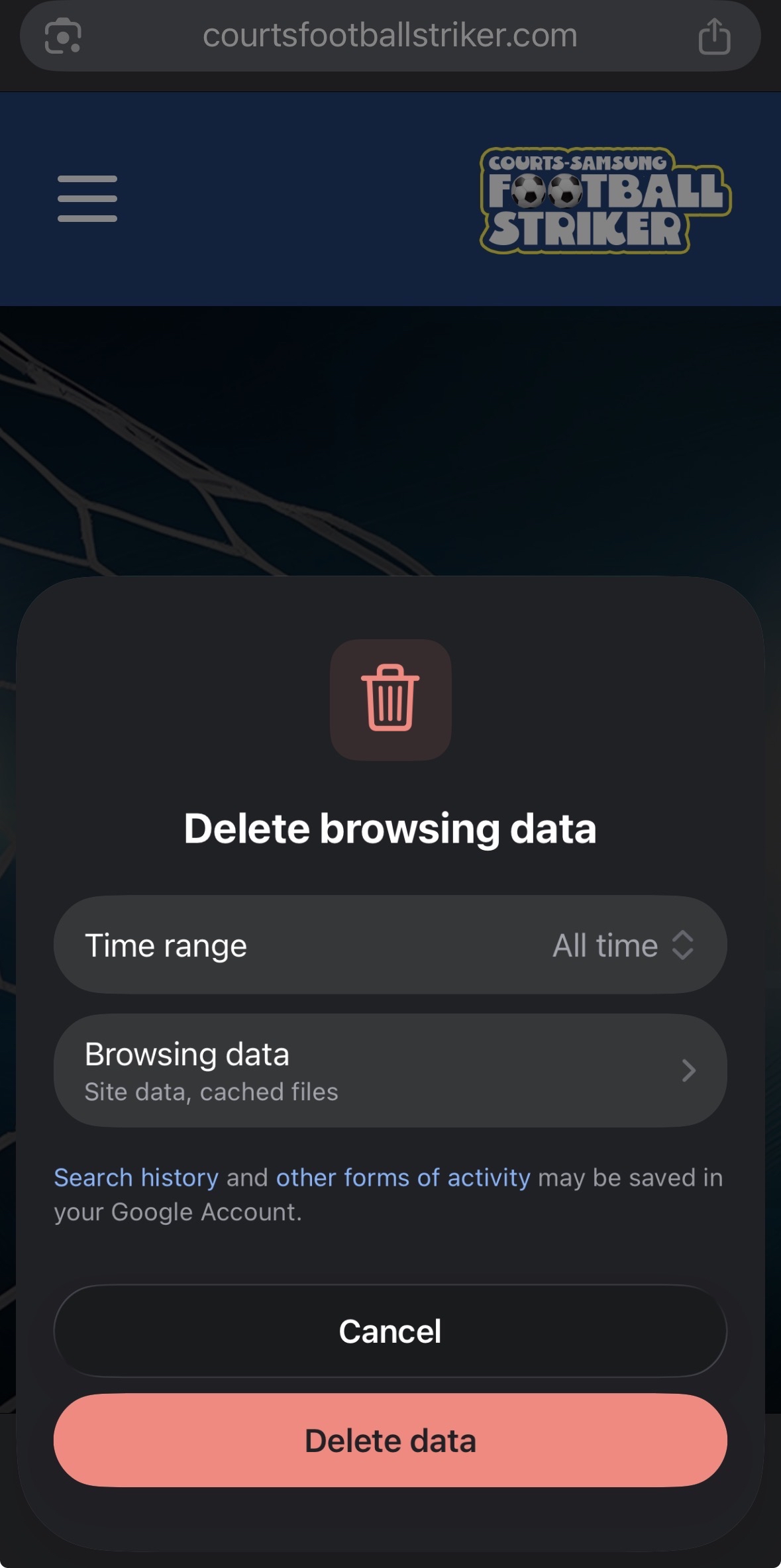 Step 3 - Set Time Range to All Time and tap Browsing Data